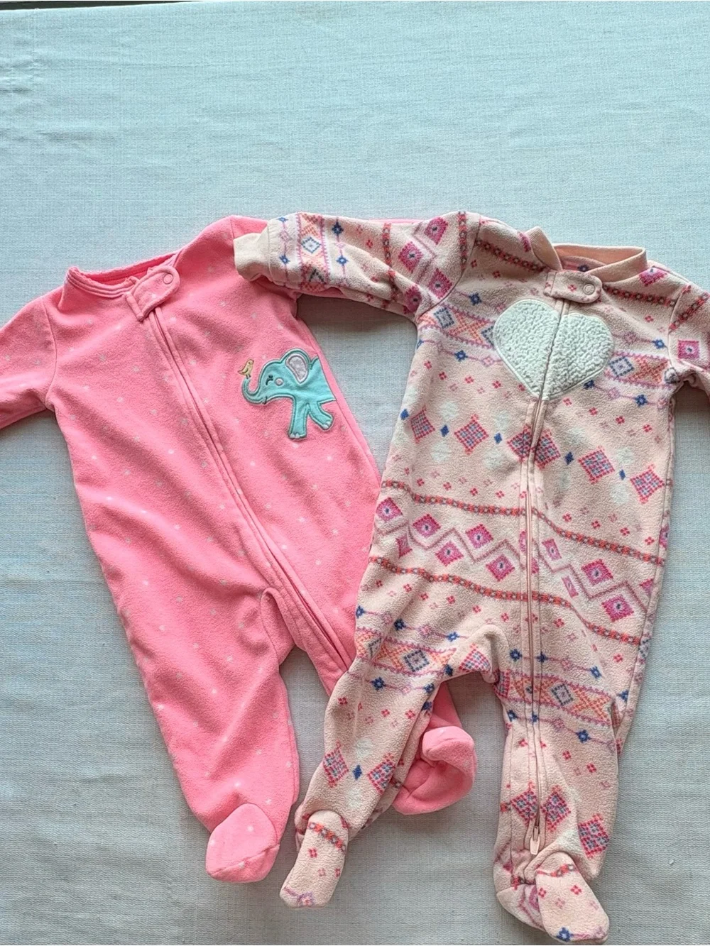 Carter's Multi-Color Baby Fleece One-Piece Footies - Pink, Mint, Red, Purple